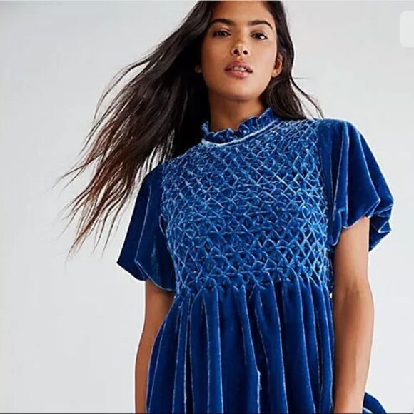 Free People Gum Drop Mini Dress In Deep River Size M - Picture 2 of 6